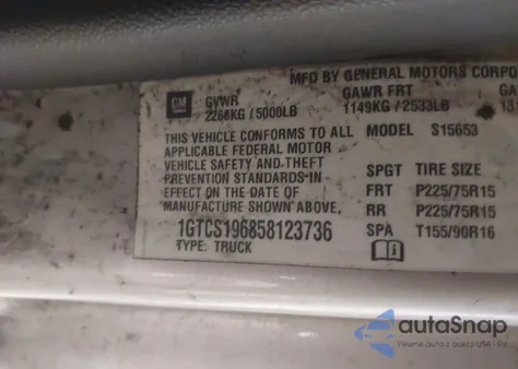 2005 GMC Canyon Sle from USA, damaged, VIN 1GTCS196858123736